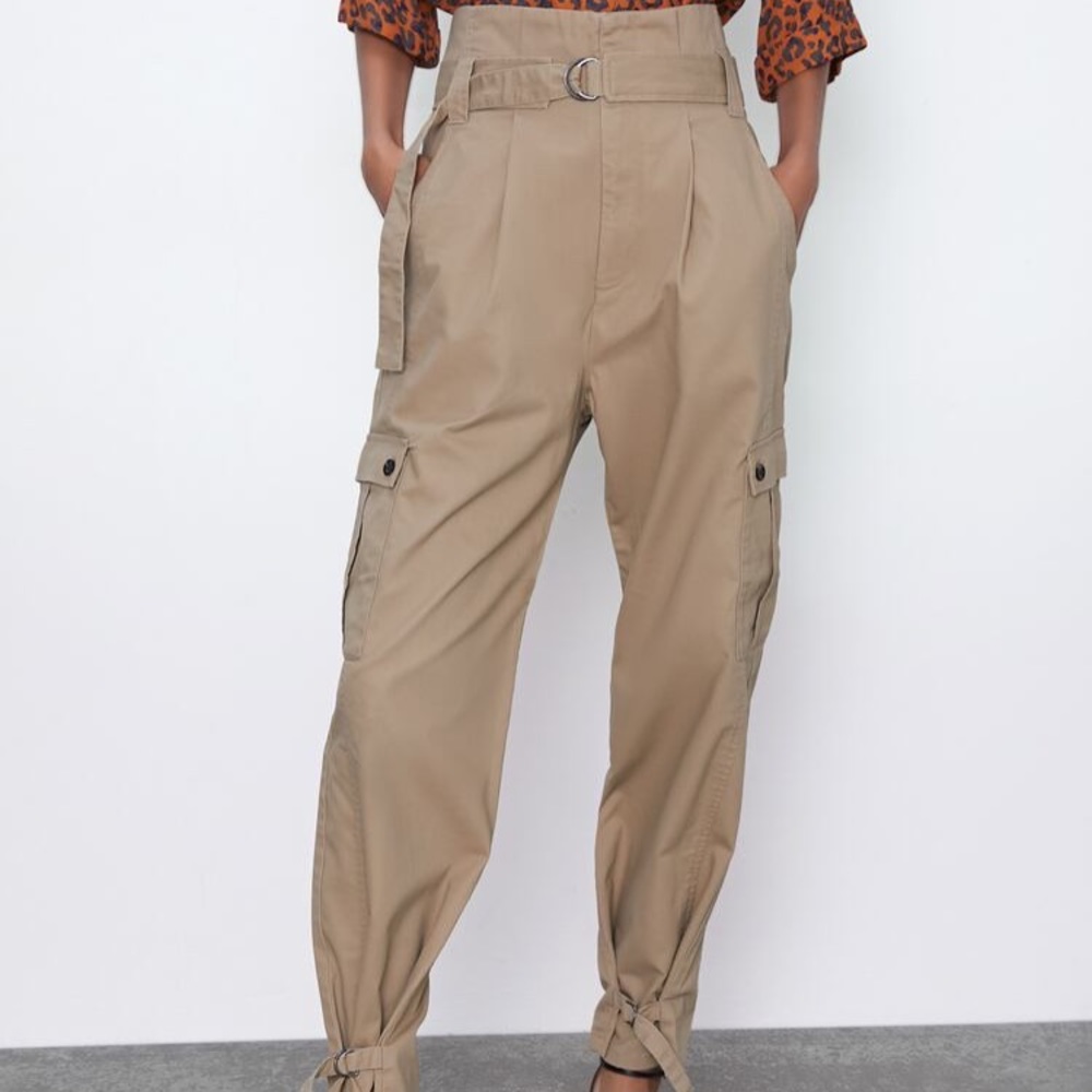 NEW ! Zara belted cargo pants Size M
